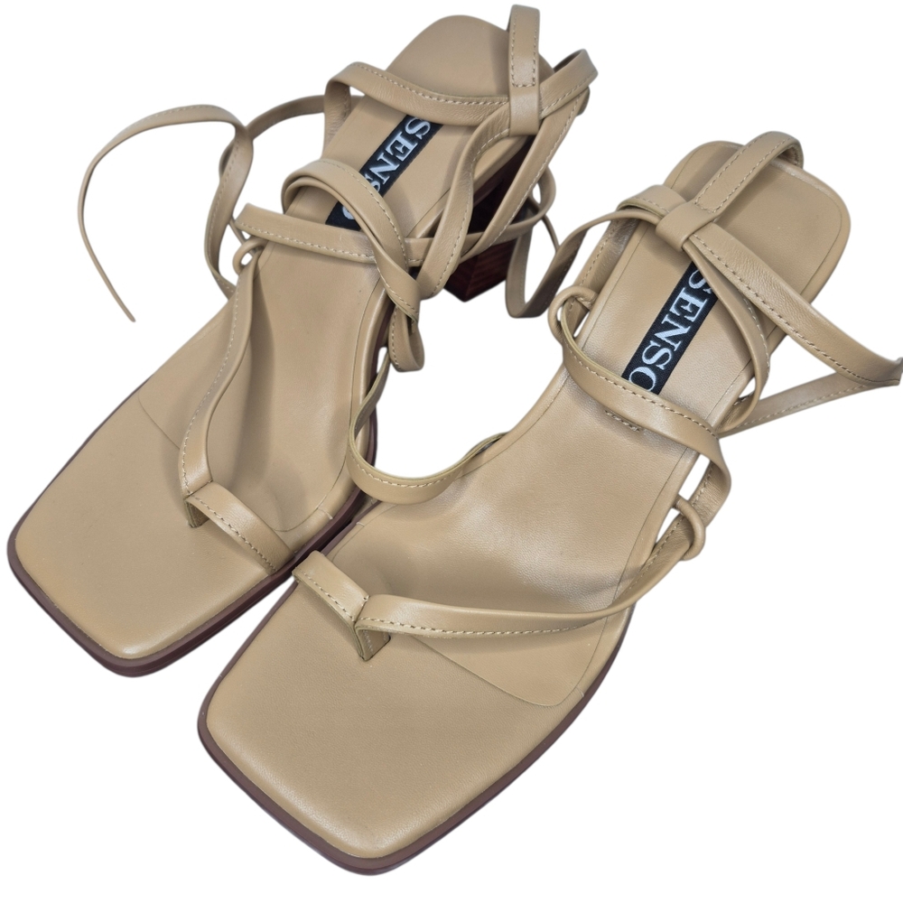 Senso Lace Up Strappy Sandal Heels Womens EU 37 Leather‎ Square Toe Block Heel